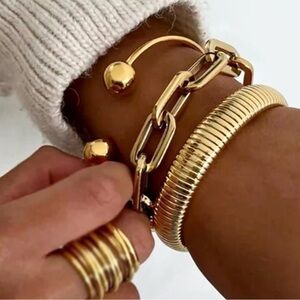 3 Pcs Gold Chunky Stackable Bracelet